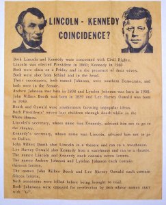 Lincoln Kennedy Coincidence antiqued parchment replica document